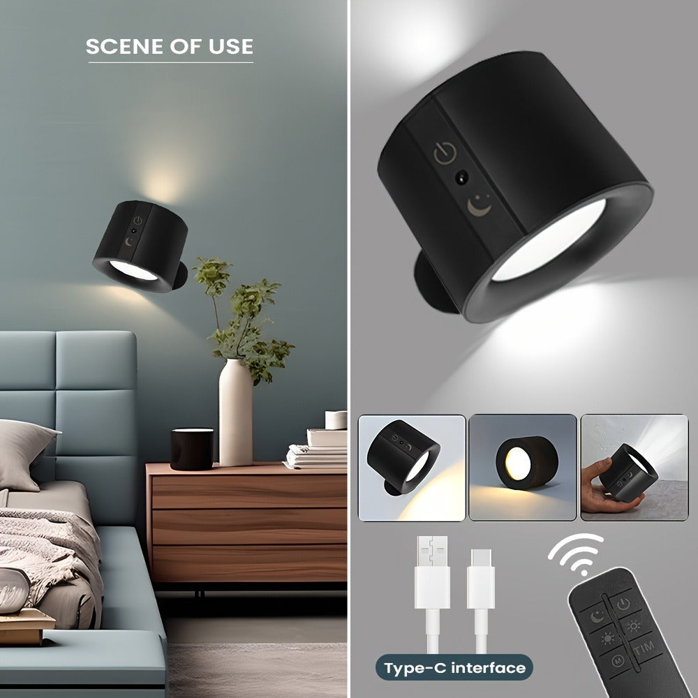 USB Rechargeable LED Wall Light 2 Pack – 360° Rotating Magnetic Ball Touch Control Reading Lamp with 3 Color Temps – Wireless Wall Mounted or Desktop Light for Bedroom Living Room - product image 13