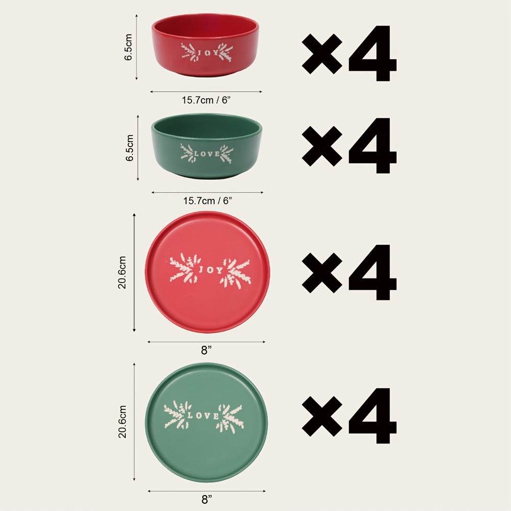Ceramic Dinnerware Set for 4 – Porcelain Plates Bowls Cups Matte Finish Dishwasher Microwave Oven Safe Stoneware Tableware Scratch Resistant for Restaurant Kitchen Wedding Annivers - product image 14