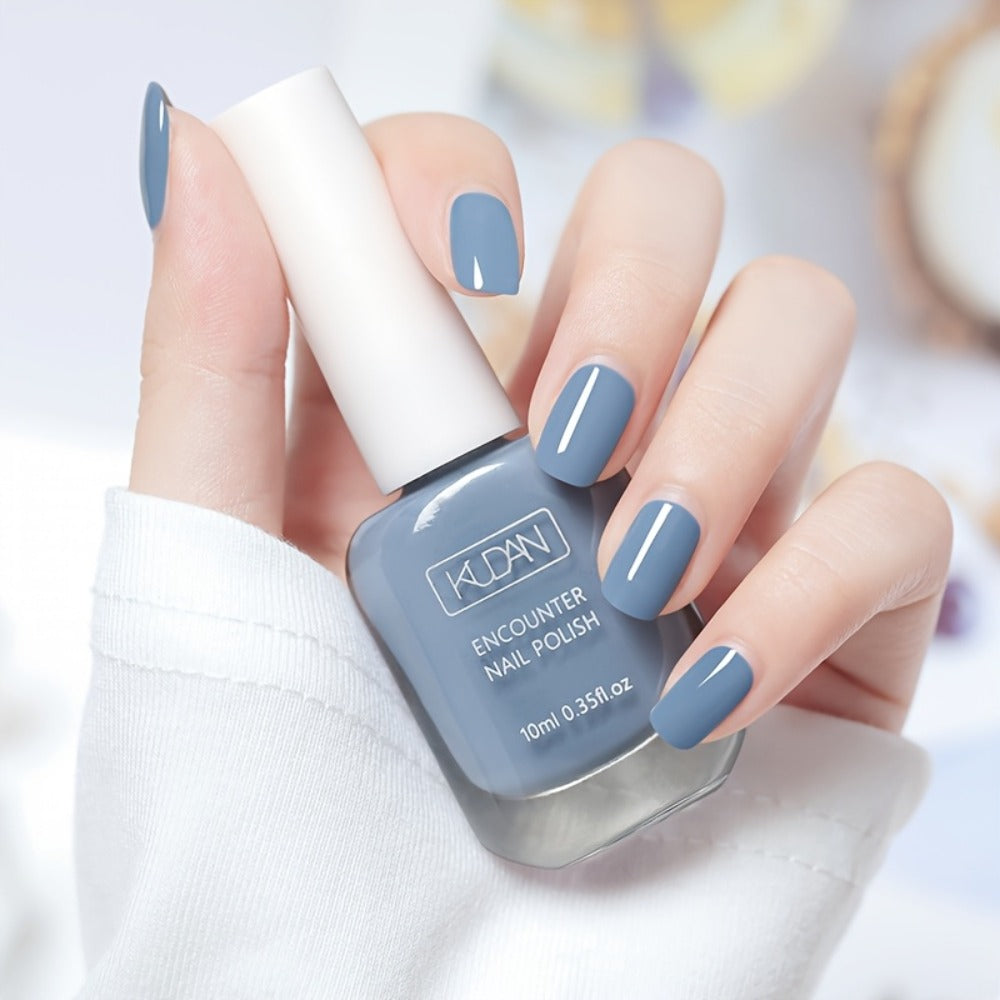 Quick-Dry Nail Polish No Lamp Needed Gray Blue 2pcs – Long-Lasting Glossy Gel-Like Shine, Alcohol-Free Easy-Off Formula 0.35 fl oz, Elegant Shade for Daily Professional Manicure Wo - product image