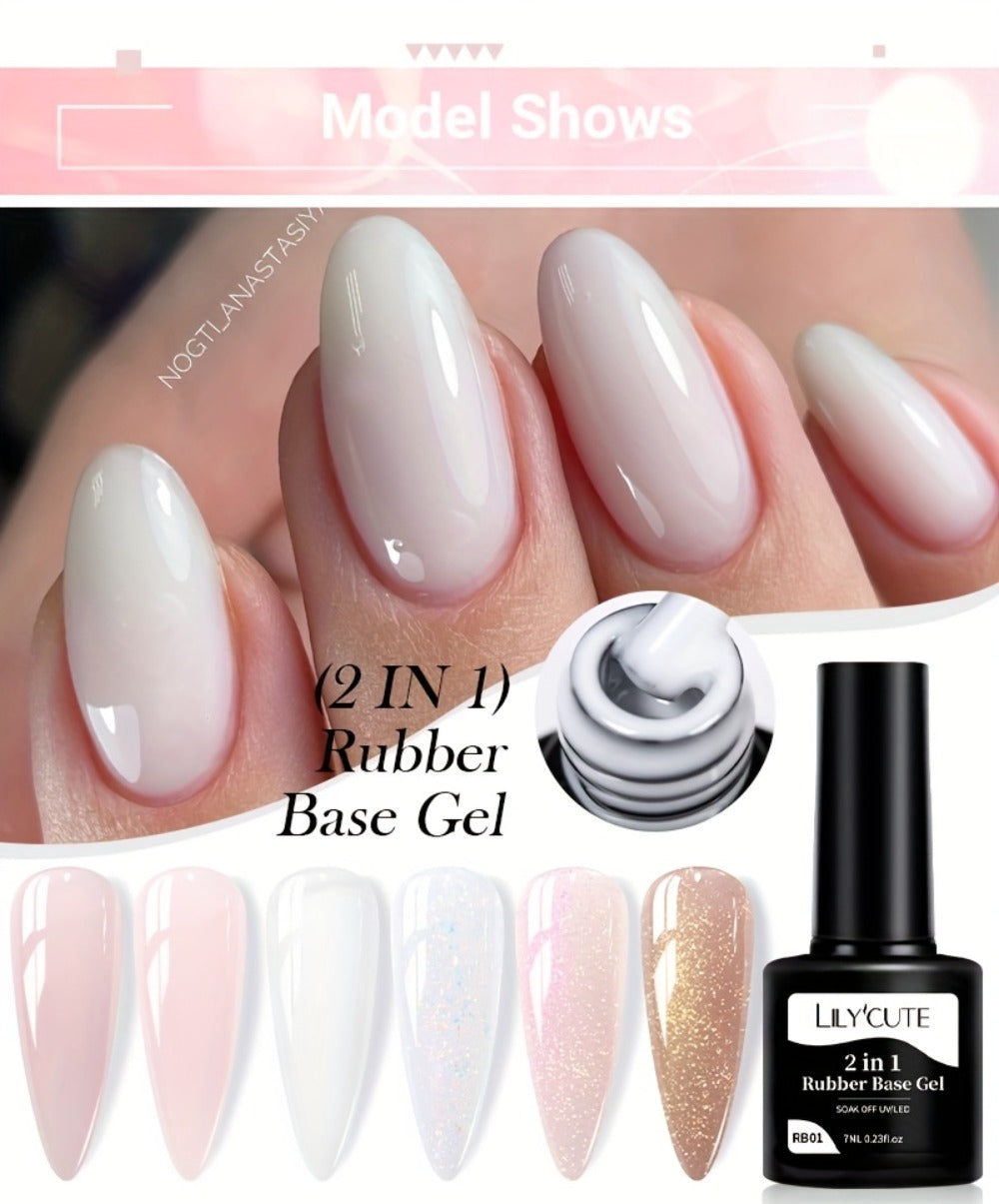 Rubber Base Gel Polish Set 6pcs Nude Pink 2-in-1 Builder Base Coat – Self-Leveling Soak Off UV LED Semi-Permanent Long-Lasting Gel Manicure Kit 0.24oz Each for DIY & Salon Nail Art - product image 14