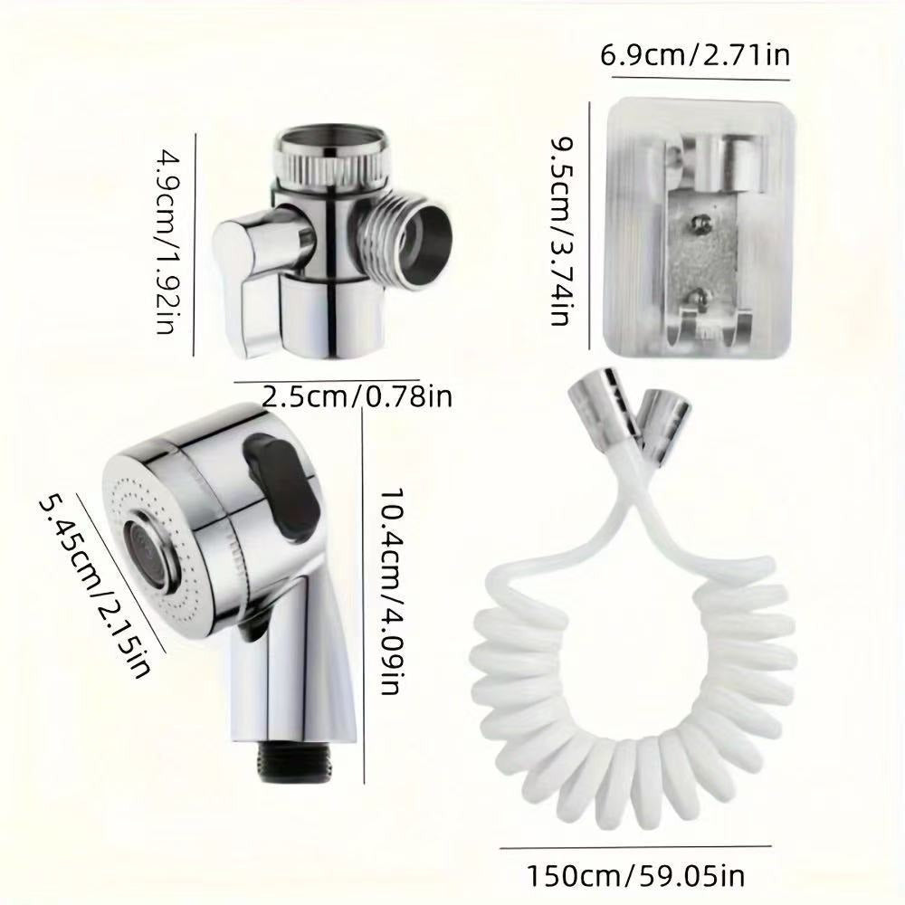 Handheld Shower Head Kit with Hose Bracket Diverter Faucet Adapter High Pressure Portable Shampoo Spray Set for Bathroom Sink Hair Washing Travel - product image 2