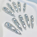 Rhinestone Press On Nails Kit 10pcs Extra Long Almond – Handmade Y2K Silvery Glam Fake Nails with Nail Tools, Stickers & Charms for Women, Party, Christmas, DIY Salon Nail Art Set - product image 11