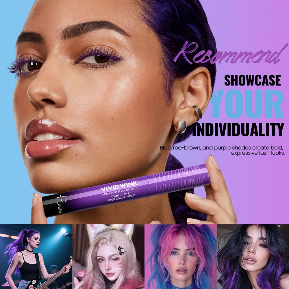 5-Shade Waterproof Colored Mascara for Women — Smudge-Proof Clump-Free Long-Lasting Vivid Formula, Bold Eye Makeup for Stage Cosplay Festival Everyday Wear, Blue Green Pink Purple  - product image 16