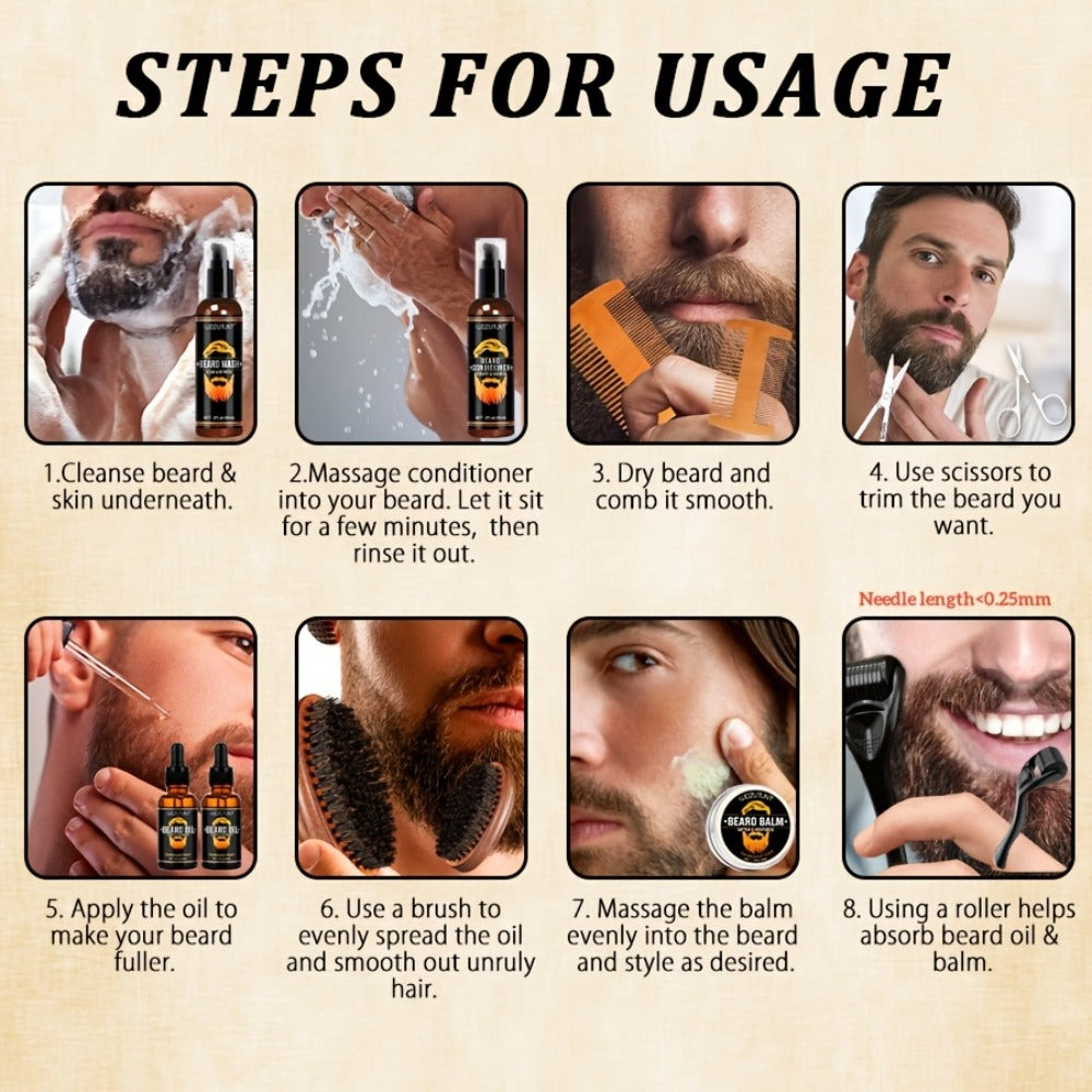Beard Oil & Balm Grooming Kit for Men — 9-Piece Complete Beard Care Set with Conditioner Wash Brush Comb Clippers Travel Pouch, Beard Pen Option, Birthday Father's Day Gift - product image 13