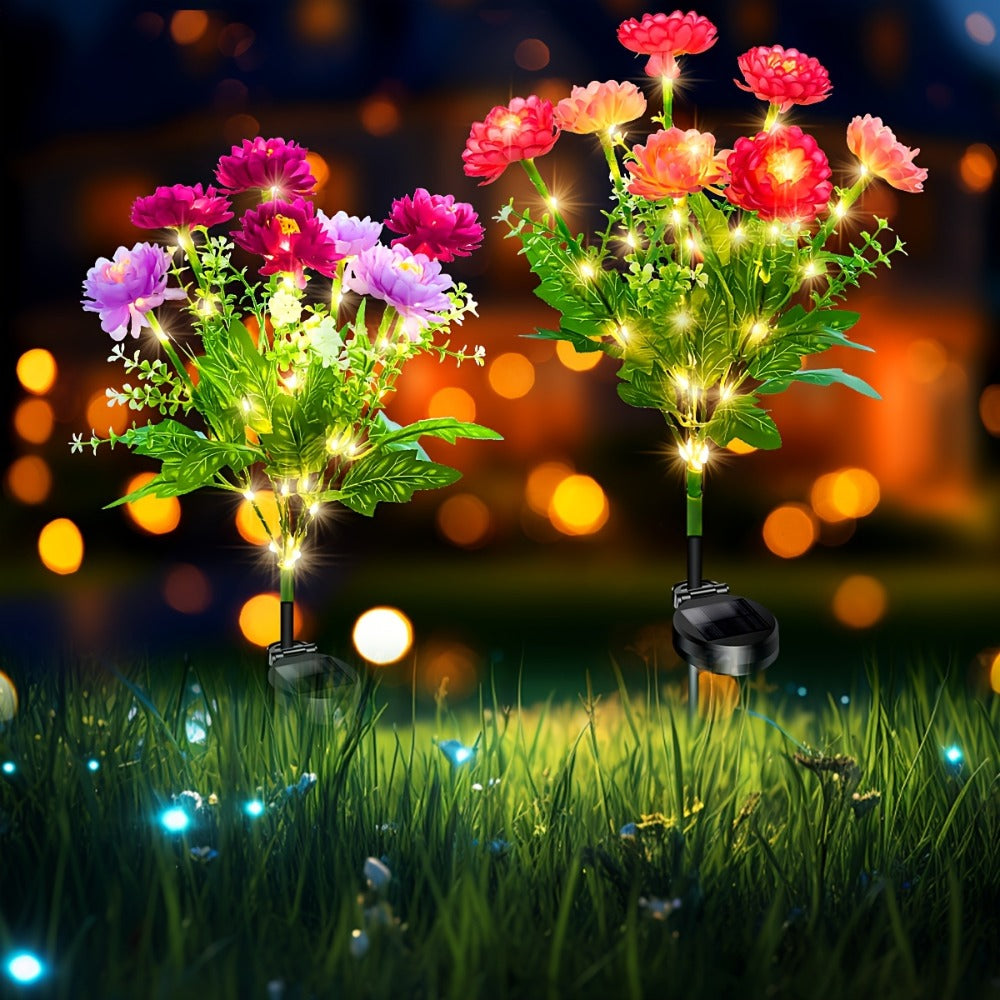 Solar Garden Lights Outdoor Waterproof – 5pcs Simulated Snow Lotus Flower LED Stake Lights for Lawn, Garden, Pathway, Courtyard, Patio Decor, Warm White Glow, Holiday Gift - product image 6