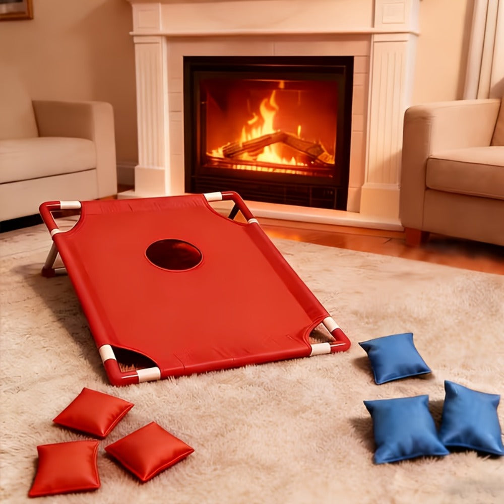 Portable Bean Bag Toss Game Set | 2 Collapsible Boards & 12 Bean Bags, Outdoor Party Backyard Camping Game for Kids & Adults | No Battery Required | Red & Blue - product image 9