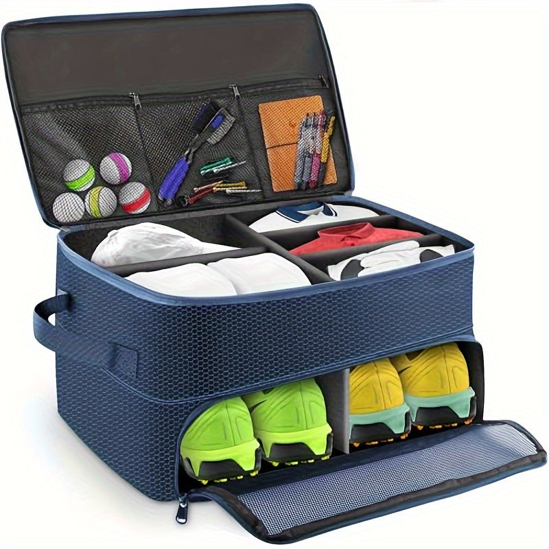 Golf Organizer Storage Box with Compartments and Mesh Pockets Long-lasting Golf Accessory Case for Golf Balls Shoes Gloves Tees and Essentials - product image 2