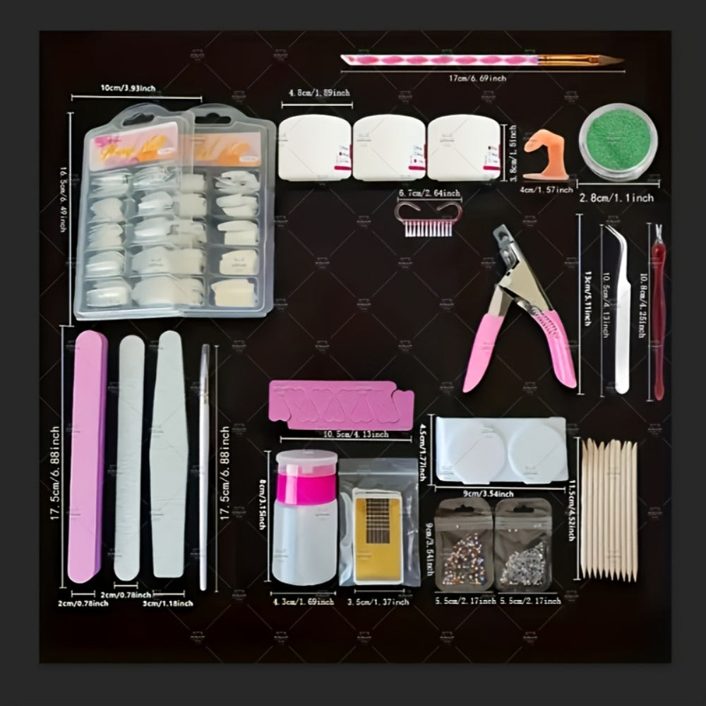 Acrylic Nail Powder Kit 12 Colors Glitter – Complete Beginner Nail Extension Tool Set with Nail Plate, Press Bottle & Extension Paper Holder for Salon & DIY Home Nail Art - product image 5