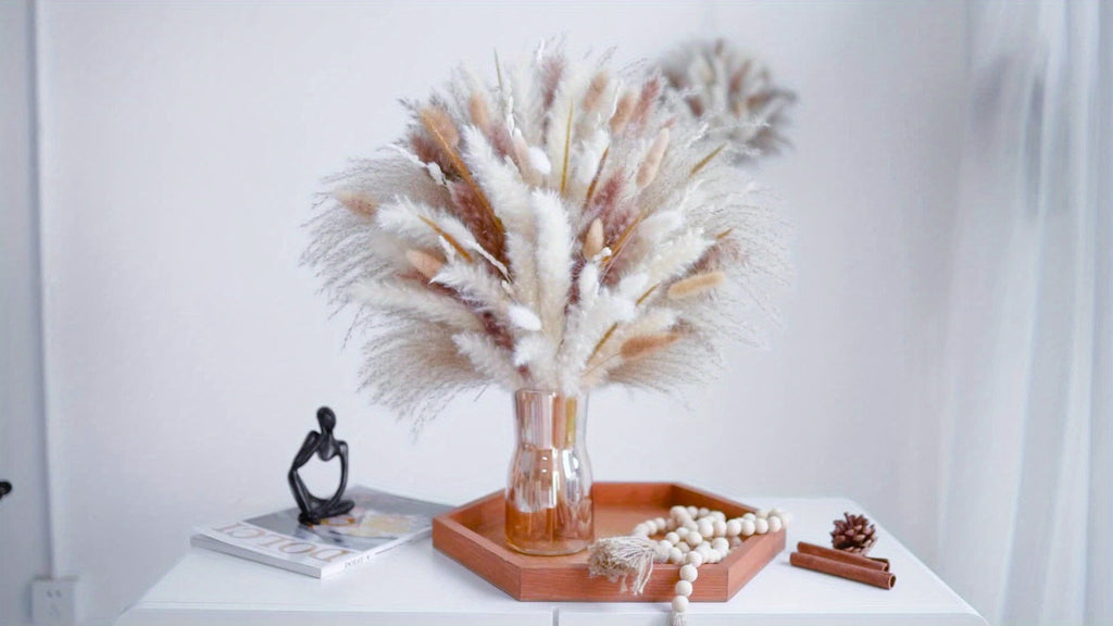 Natural Pampas Grass Decor Bouquet 105/120pcs Boho Dried Floral Arrangement - Centerpiece Table Decor for Wedding Living Room Rustic Boho Home Decoration Vase Filler - product image 7