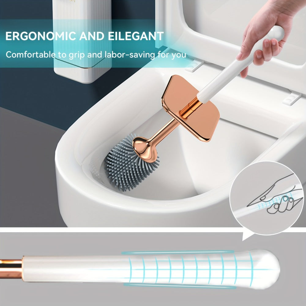Toilet Brush and Holder Set Ergonomic - Odor Resistant Easy Clean Deep Scrub Bathroom Toilet Brush with Caddy Stand Hygienic Storage | Black | Bathroom Essentials Home Cleaning Acc - product image 3