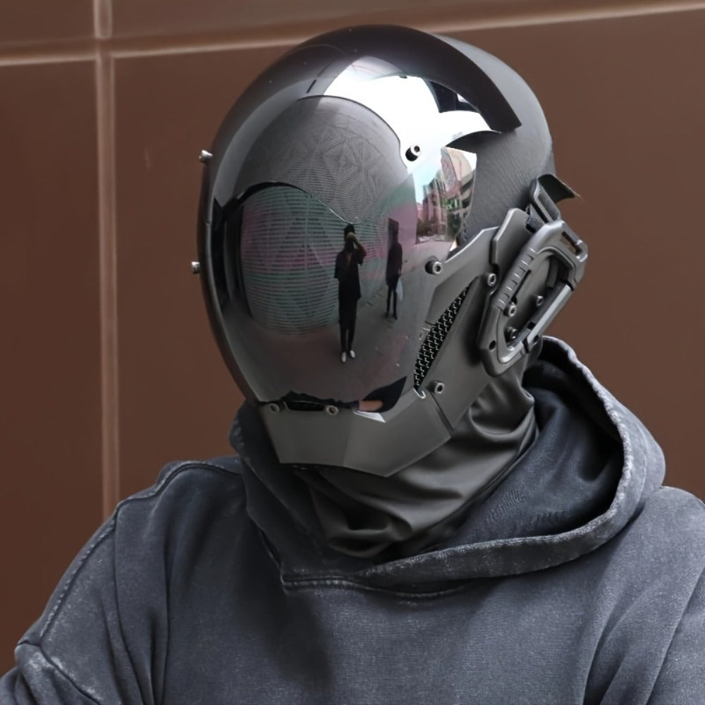 Cyberpunk Mask Futuristic Black for Adults & Teens | Sci-Fi Face Covering for Halloween Rave Club LARP Stage Cosplay, Dystopian Costume Prop & Collectible - product image 4