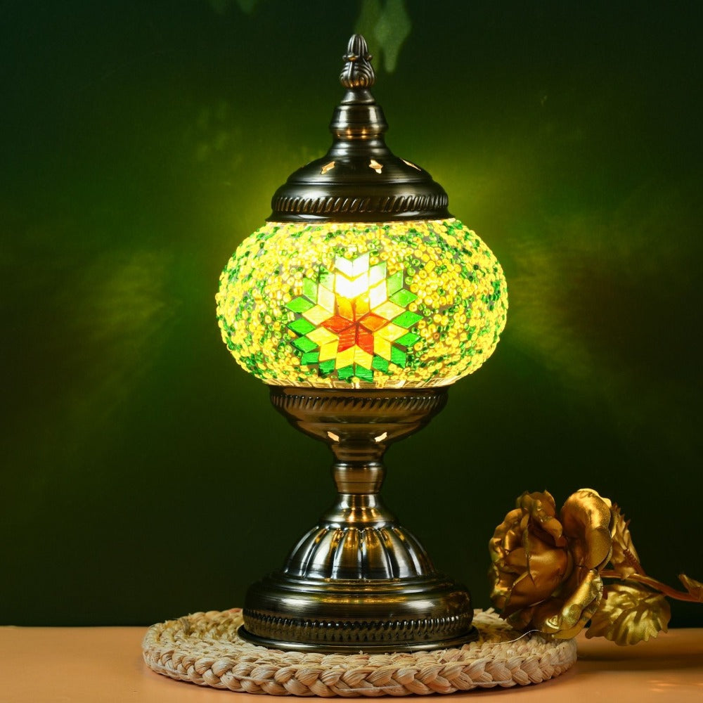 Mosaic Table Lamp Handcrafted Turkish Glass Bedside Lamp 3-Color Dimmable with Metal Base Bulb Included - product image 11