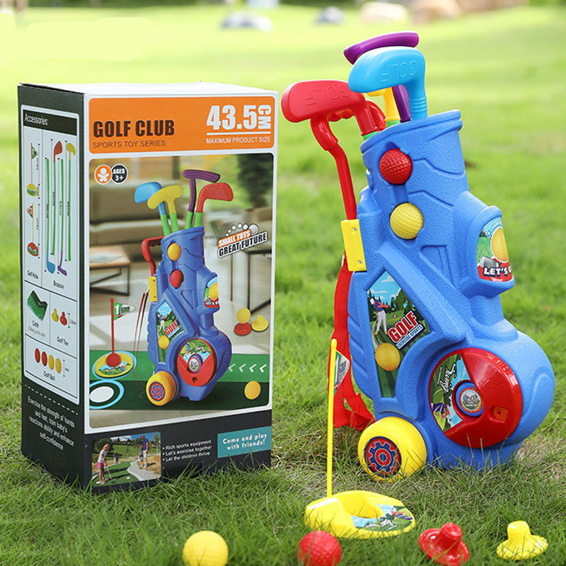 Family Indoor Outdoor Sports Toy, Fun Gift for Boys Girls – Kids Golf Club Set with Putting Mat, Balls & Golf Cart