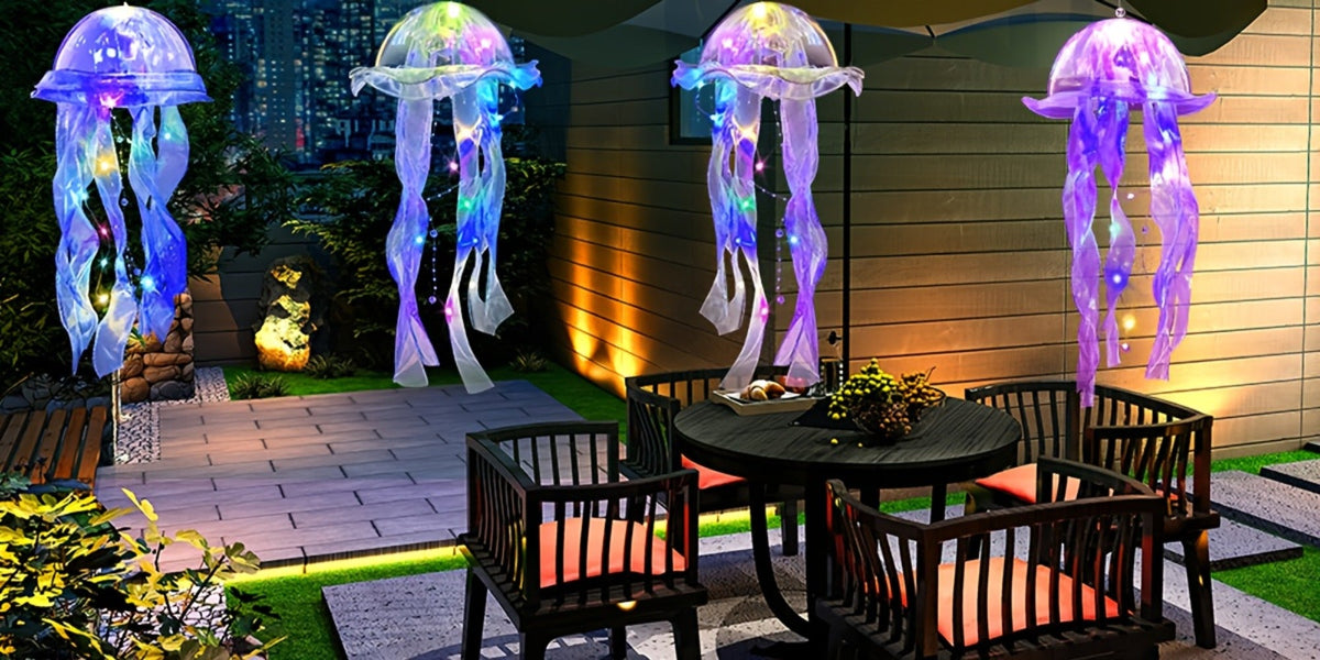Jellyfish Lantern Party Decorations 5 Pack – Colorful Translucent Ribbon Hanging Lights for Halloween Christmas Wedding Birthday, Indoor Outdoor Festive Event Decor (Crystal Ribbon - product image 10