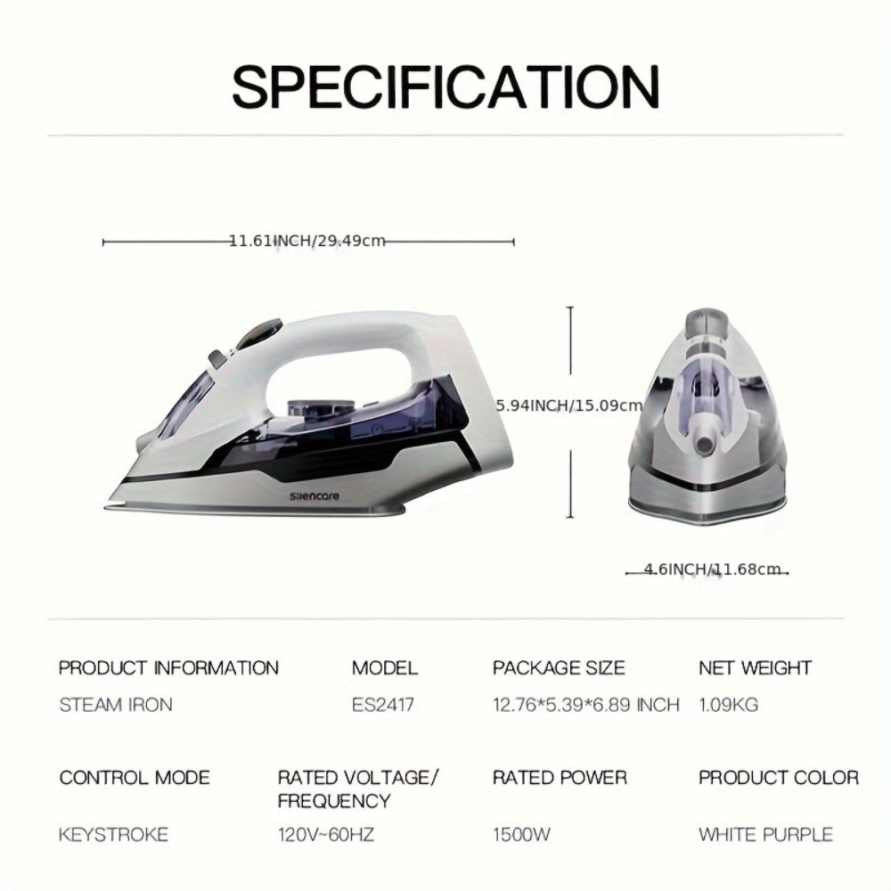 Steam Clothes Iron with Ceramic Coated Soleplate – Precision Thermostat, 3-Way Auto-Off, Self-Cleaning, Anti-Calcium & Anti-Drip, Lightweight Travel & Home Garment Iron - product image 2