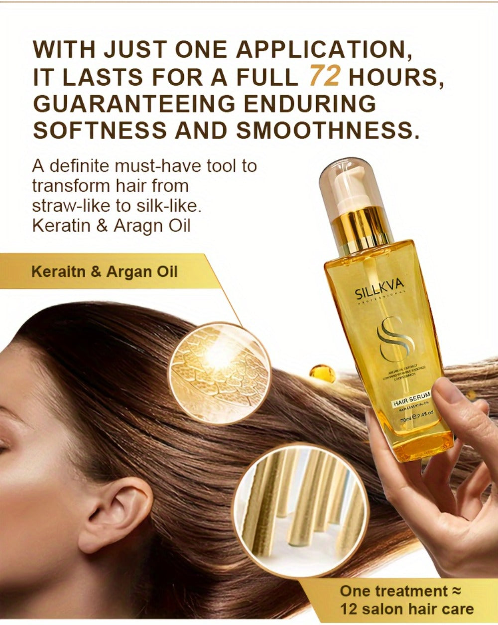 SILLKVA Argan Oil Liquid Hair Serum — Frizz Control & Flyaway Tamer, Lightweight Smoothing Leave-In Treatment for Dry Damaged Hair, Silky Glossy Finish for Women & Men All Hair Typ - product image 10