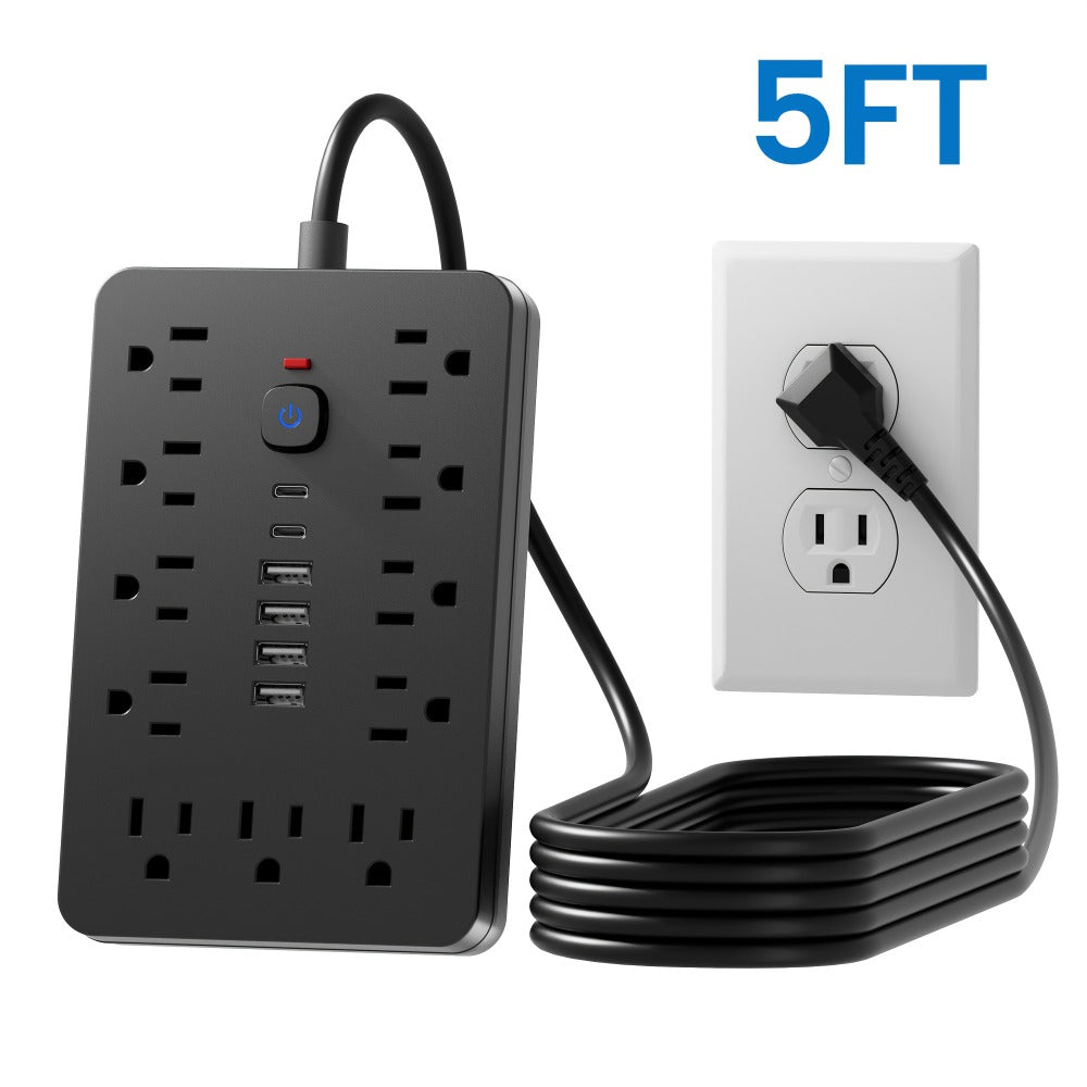 Extension Cord Power Strip with USB Ports 11 AC Outlets 4 USB-A 2 USB-C Surge Protector Overload Protection Short Cord 5FT 10FT for Home Office Study School Desk Charging Station W - product image 14