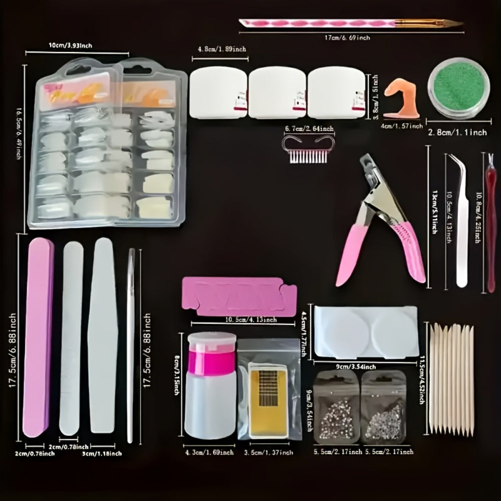 Acrylic Nail Kit 23-in-1 Complete Set with 12 Glitter Colors White & Pink Powder - DIY Nail Extension System No Glue No Liquid Needed for Beginners & Pros, Home Salon Manicure Kit  - product image 3