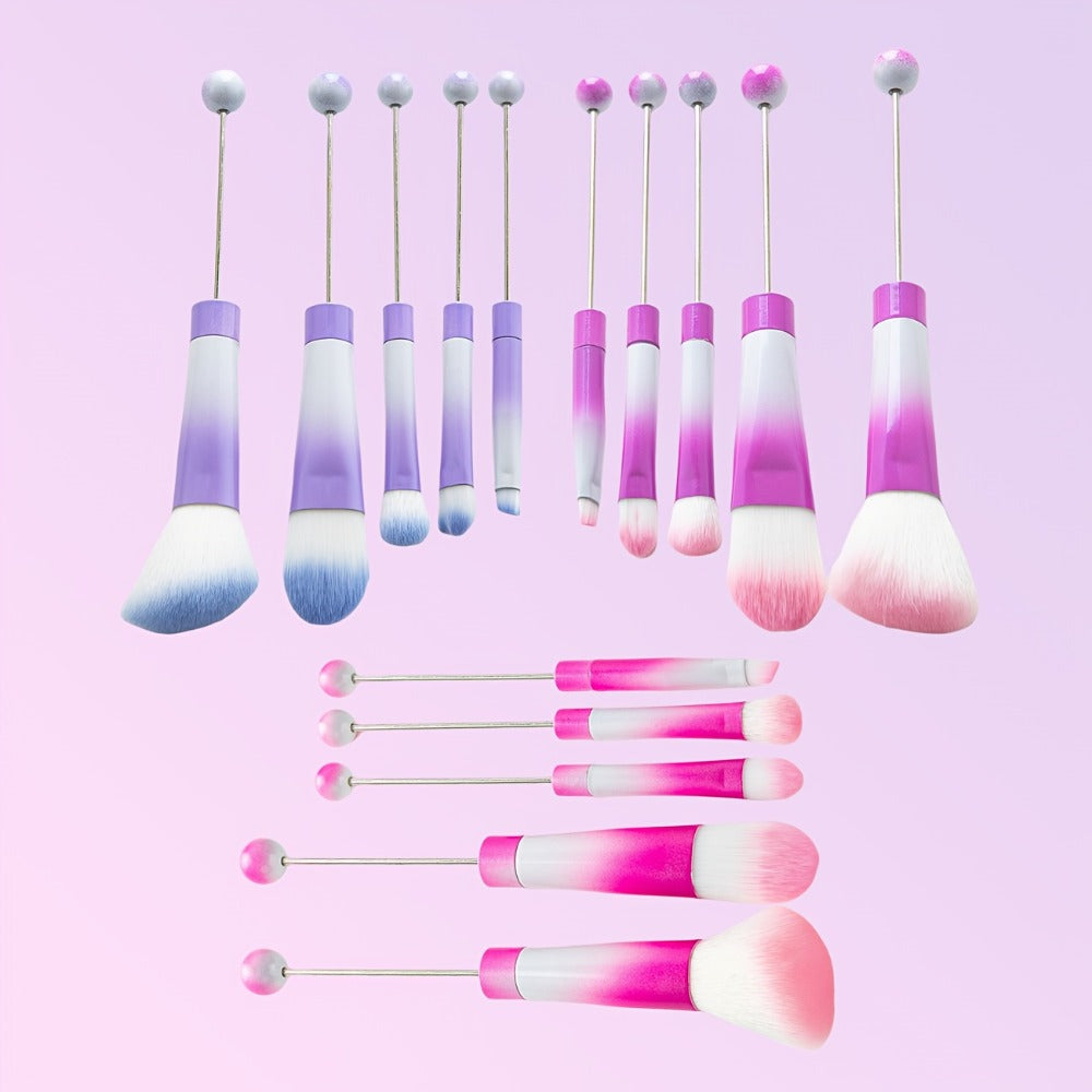 Beadable Makeup Brush Set 15PCS DIY Customizable Metal Handle - Powder Blusher Eye Shadow Slant Brushes for Women Girls - Unique Creative Beauty Gift Birthday Wedding Christmas Par - product image 13