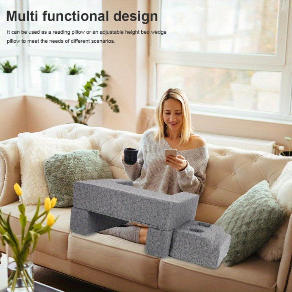 Adjustable Reading Gaming Wedge Pillow with Armrests – Multipurpose Foam Support Pillow for Bed, Sofa & Floor, Steam Deck & Switch Compatible, Gray - product image 15