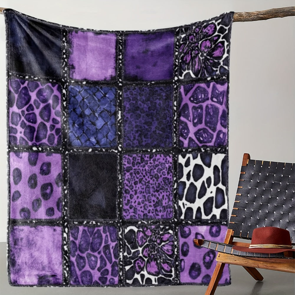 Purple Leopard Flannel Throw Blanket - Luxury Plush Soft Warm Cozy Blanket for Sofa Bed Car Camping Travel, All-Season Gift Blanket for Women - product image 2