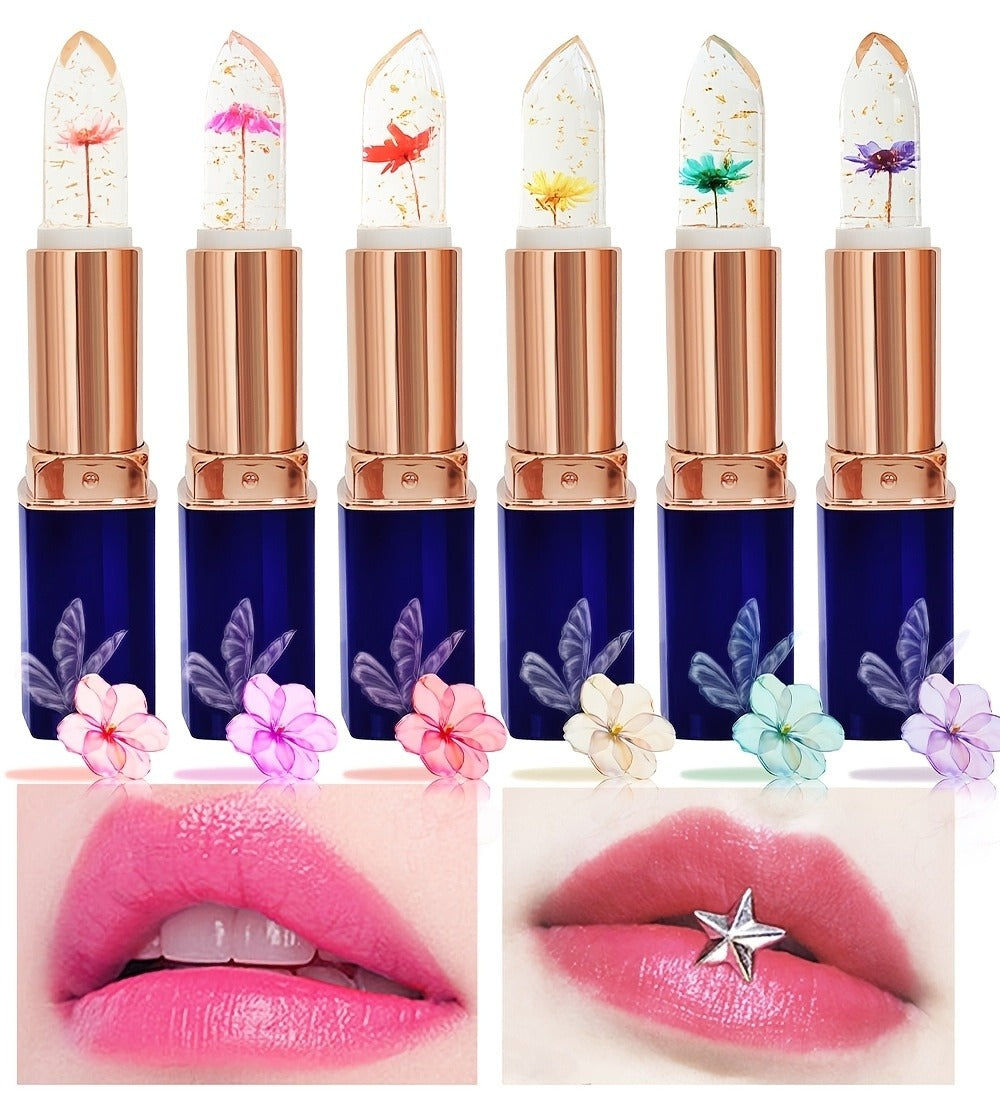Flower Shaped pH Lip Balm Set 6pcs Individually Wrapped — Color Changing Transparent to Pink Tint, 6 Flavors Deep Moisturizing, Cute Floral Design Beauty Gift for Women Girls & Tee - product image 14