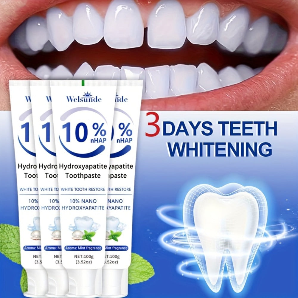 Hydroxyapatite Toothpaste 4-Pack – 10% Nano Formula with Baking Soda, Deep Cleaning & Whitening Gel, Mint Fresh Breath, Fluoride-Free Daily Oral Care for Everyone, Home & Travel Sl - product image 12