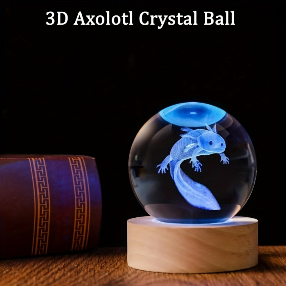 3D Axolotl Crystal Ball Night Light – USB Powered LED Colorful Gradient Glow Orb Atmosphere Lamp with Bamboo Base, Amphibian Figurine Desk Light for Home Decor, Bedroom, Kids Room  - product image 7