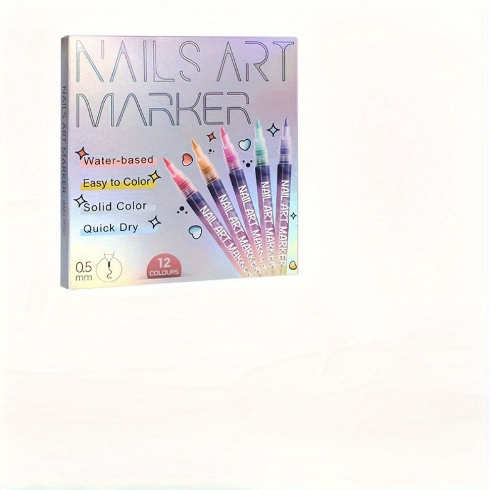 Nail Art Pens 12 Colors Quick Dry 3D Graffiti & Detail Brush Set – Ultra-Fine Precision Drawing Pen Kit for DIY Nail Design, Salon & Home Use, Vibrant Long Lasting Ink - product image 4