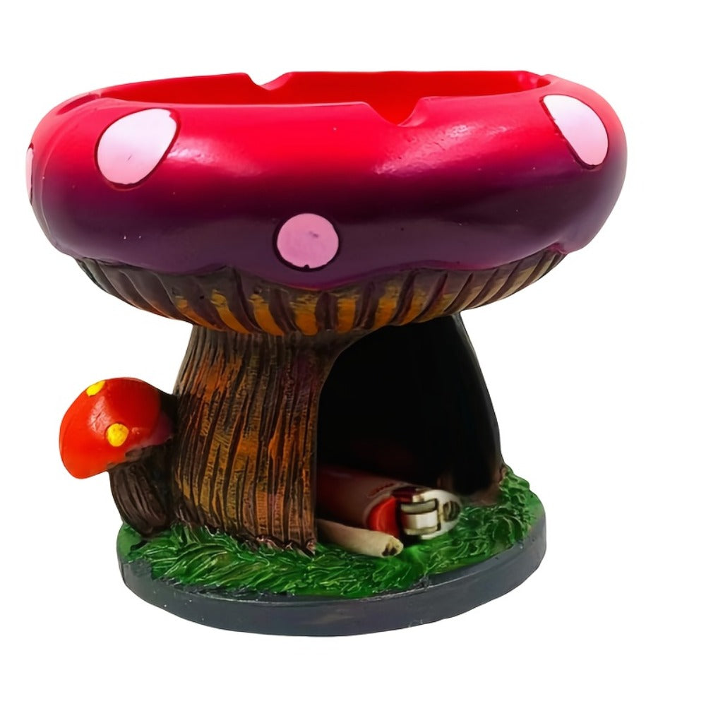 Mushroom Ashtray with Storage Compartment Whimsical Resin Mushroom Shaped Ashtray 5.3x4.5 Inch Purple Pink Cute Ashtray with Cigarette Butt Slot Funny Home Office Decor Unique Desk - product image 2