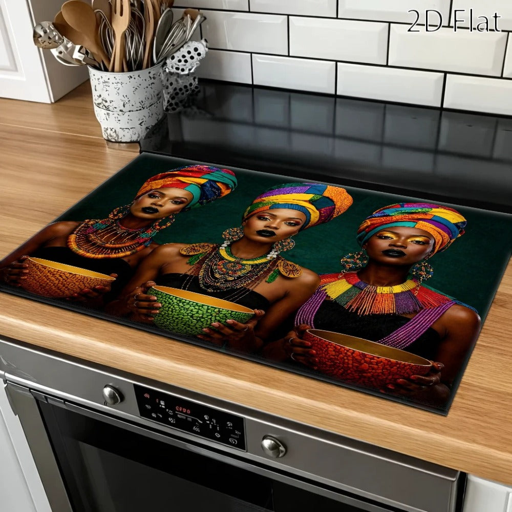 Stove Protector Mat African Tribal Pattern | Heat-Resistant Cooktop Cover for Gas Stove Induction Cooker & Oven | Reusable Non-Slip Kitchen Mat | Glass Countertop Washer Dryer Top  - product image 4