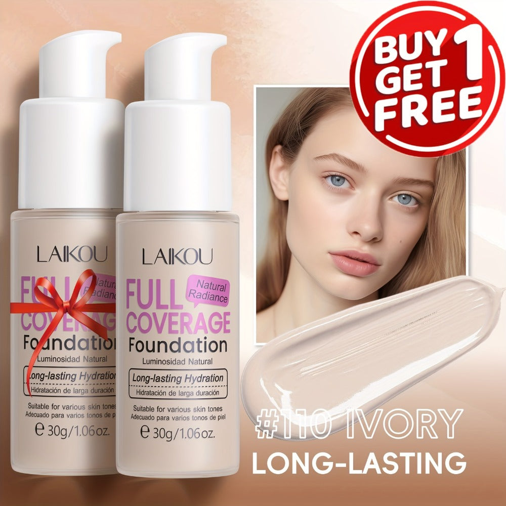 Hydrating Foundation 2 Pack Full Coverage Waterproof Long Lasting Hyaluronic Acid Pear Powder Invisible Pores Flawless Skin 6 Shades Ivory to Tan for Women Daily Office - product image 3
