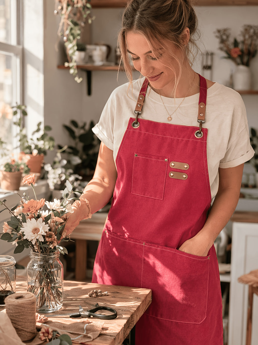 Festive Multi-Use Apron 12OZ Canvas Tool Apron With 3 Pockets - For Cooking, Gardening, Coffee Making, Thanksgiving & Christmas Gift Idea - Unisex Adjustable - product image 36