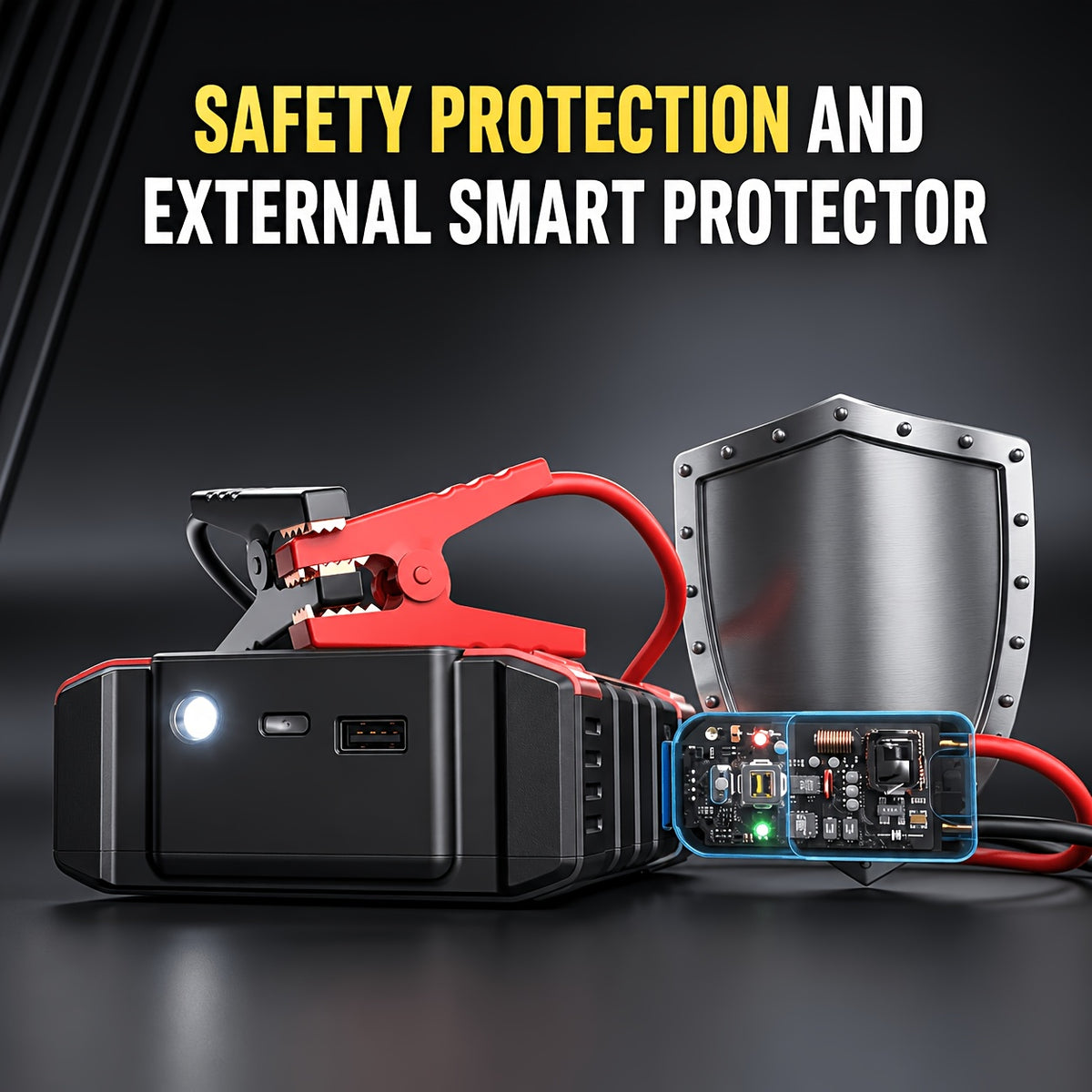 Portable Tire Inflator with Digital Pressure Gauge, Portable Air Compressor, 150PSI/210 PSI, 22 Cylinders, Built-In 12V Car Emergency Jump Starter and Battery - product image 24