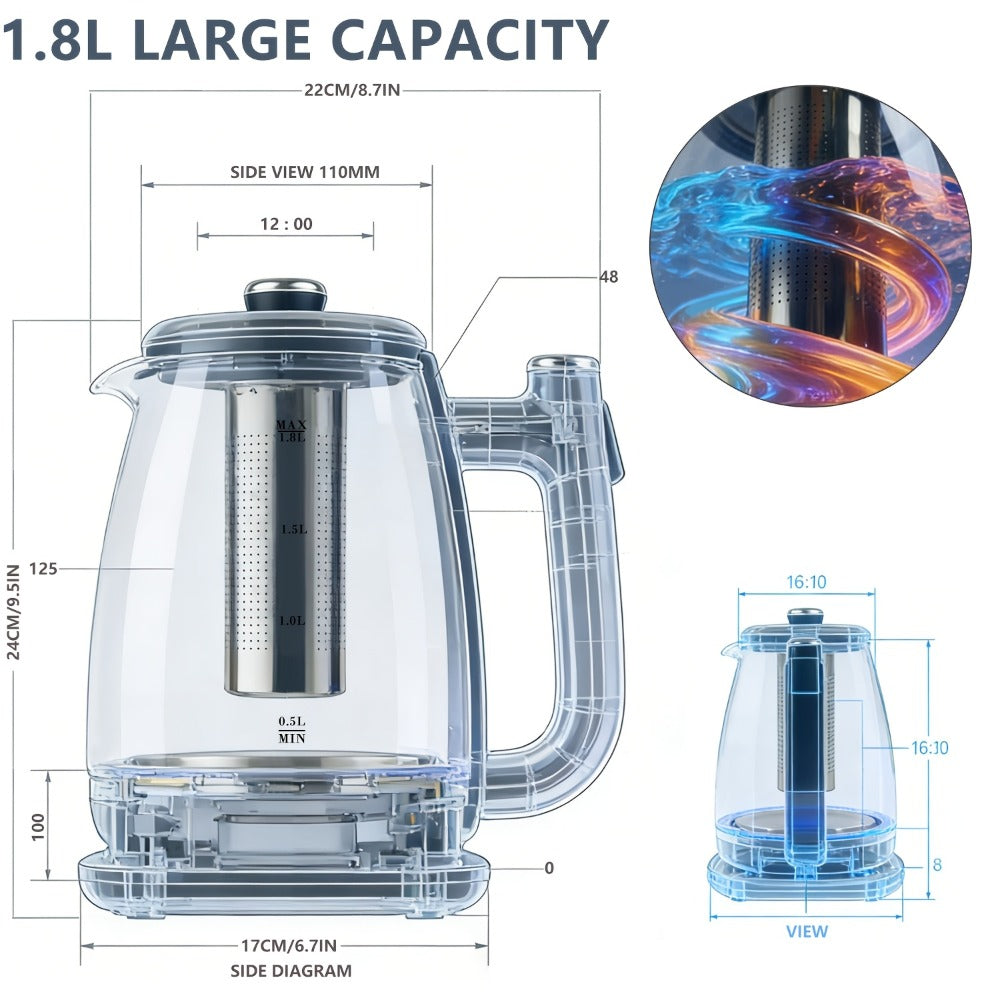 Electric Kettle 1.8L Stainless Steel – Fast Boil with Auto Shut-Off, Boil-Dry Protection, Removable Filter & 360° Swivel Base, BPA-Free Hot Water Kettle for Tea, Coffee & Baby Form - product image 4