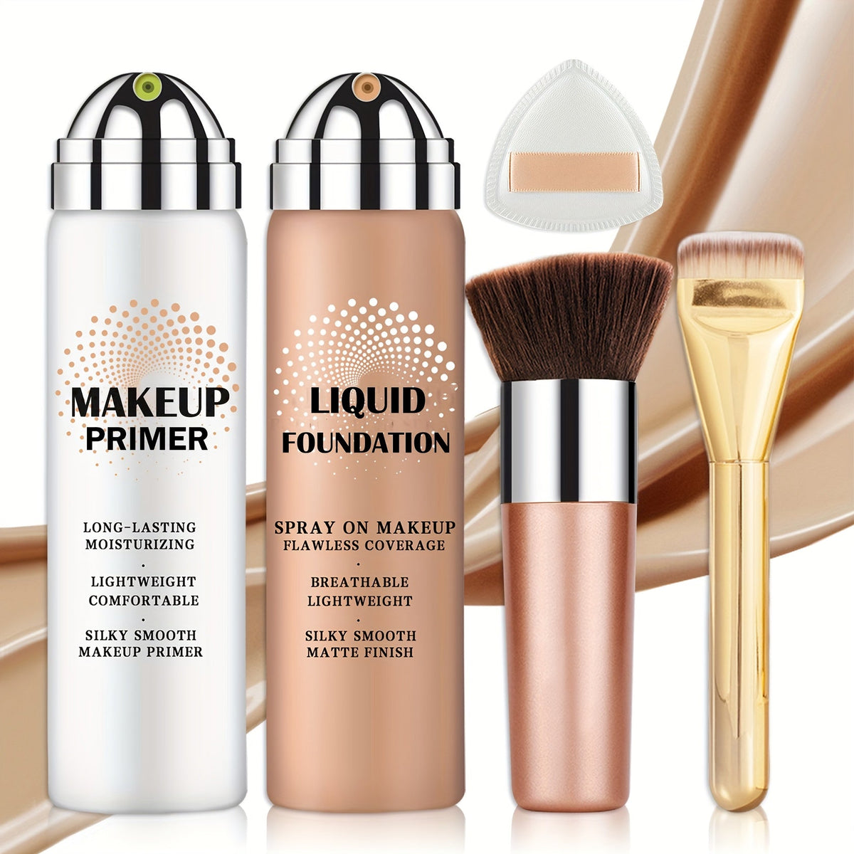 Liquid Foundation & Primer Set for Mature Skin 3-in-1 CC Cream BB Cream Silky Smooth Long-Lasting Formula - Buildable Coverage 4 Shades Natural Beige Nude Porcelain, Anti-Aging Dai - product image 12