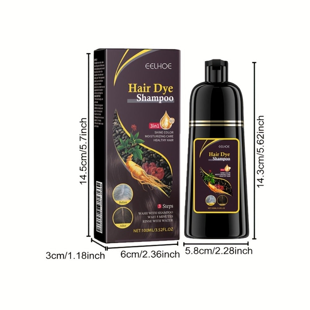 Hair Dye Shampoo 3-in-1 Color Conditioner Cooling Formula 6pcs Set — Black & Brown Gradual Gray Coverage, Unisex Long Hair Color Shampoo Gift - product image 6