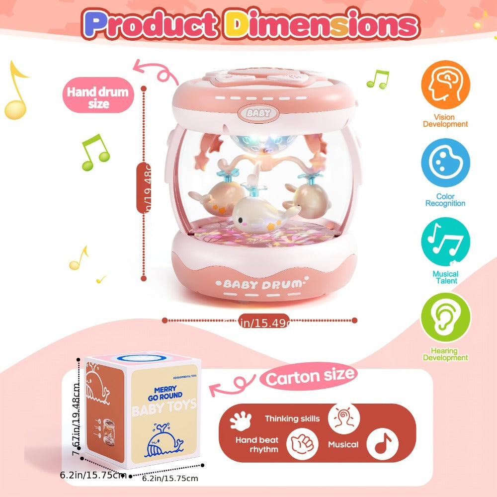 Baby Rotating Projector Music Toy 3 Months+ | Interactive Animal Sounds & Lights, Multi-Functional Sensory Learning Toy for Infants, Party Music & Motor Skills Development Gift for Boys & Girls