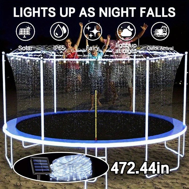Solar LED Trampoline Lights 50 100 LEDs Colorful Rope Lights 8 Modes IP65 Waterproof Fits 8-16 Ft Trampolines Outdoor Safety Glow Night Light Kids Adults Multicolor White Blue for Patio & Backyard Use