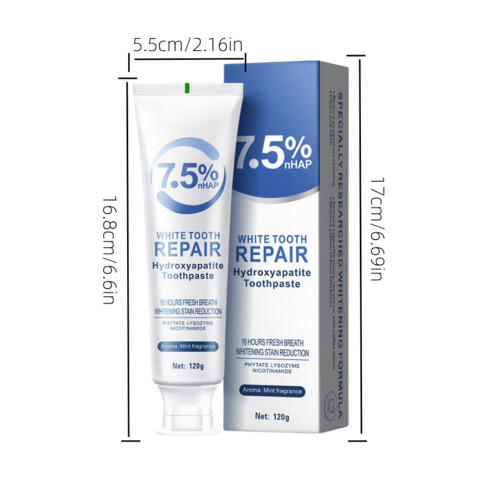 Hydroxyapatite Whitening Toothpaste 6 Pack - 7.5% Nano Deep Cleaning Gentle Non-Irritating Mint Fresh Breath Toothpaste for Sensitive Teeth, Daily Oral Care, Family & Travel Set - product image 2