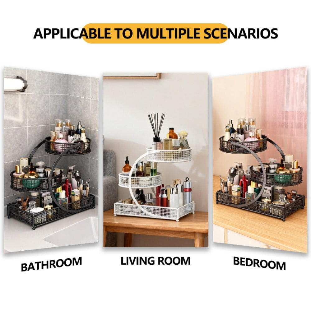 3-Tier Metal Makeup Organizer with Round Baskets Anti-Rust Vanity Storage Rack with Tissue Holder Space Saving Cosmetic Organizer Gift for Women - product image 9