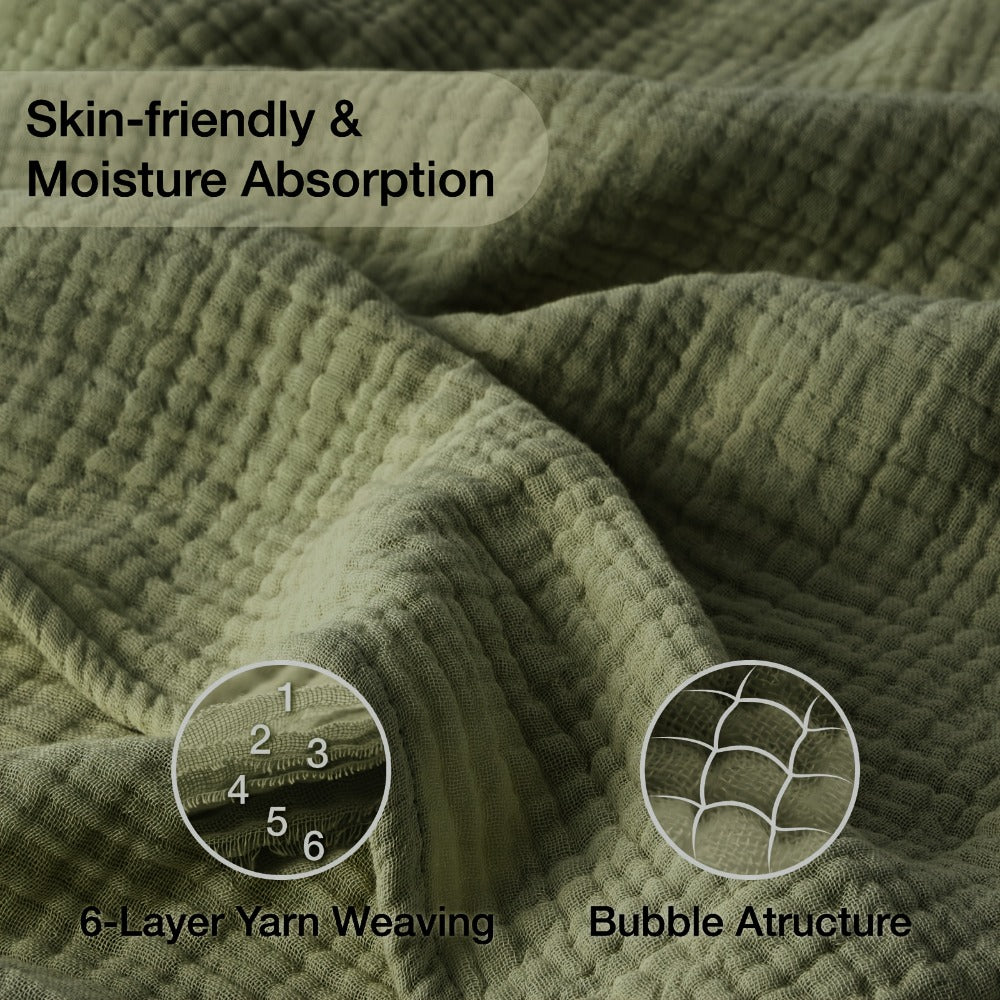 Muslin Blanket 100% Cotton 6-Layer – Breathable Soft Gauze Throw for Couch & Bed, All Season, Machine Washable, 13 Colors, 5 Sizes - product image 9