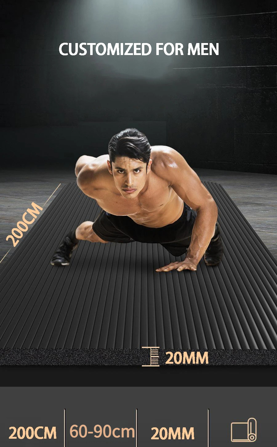 Extra Long 79 x 35 Inch Non-Slip Exercise Mat for Men, High-Density Cushioning for Pilates, Fitness, Stretching & Home Gym Workouts – Extra Thick Yoga Mat 20mm - product image 9
