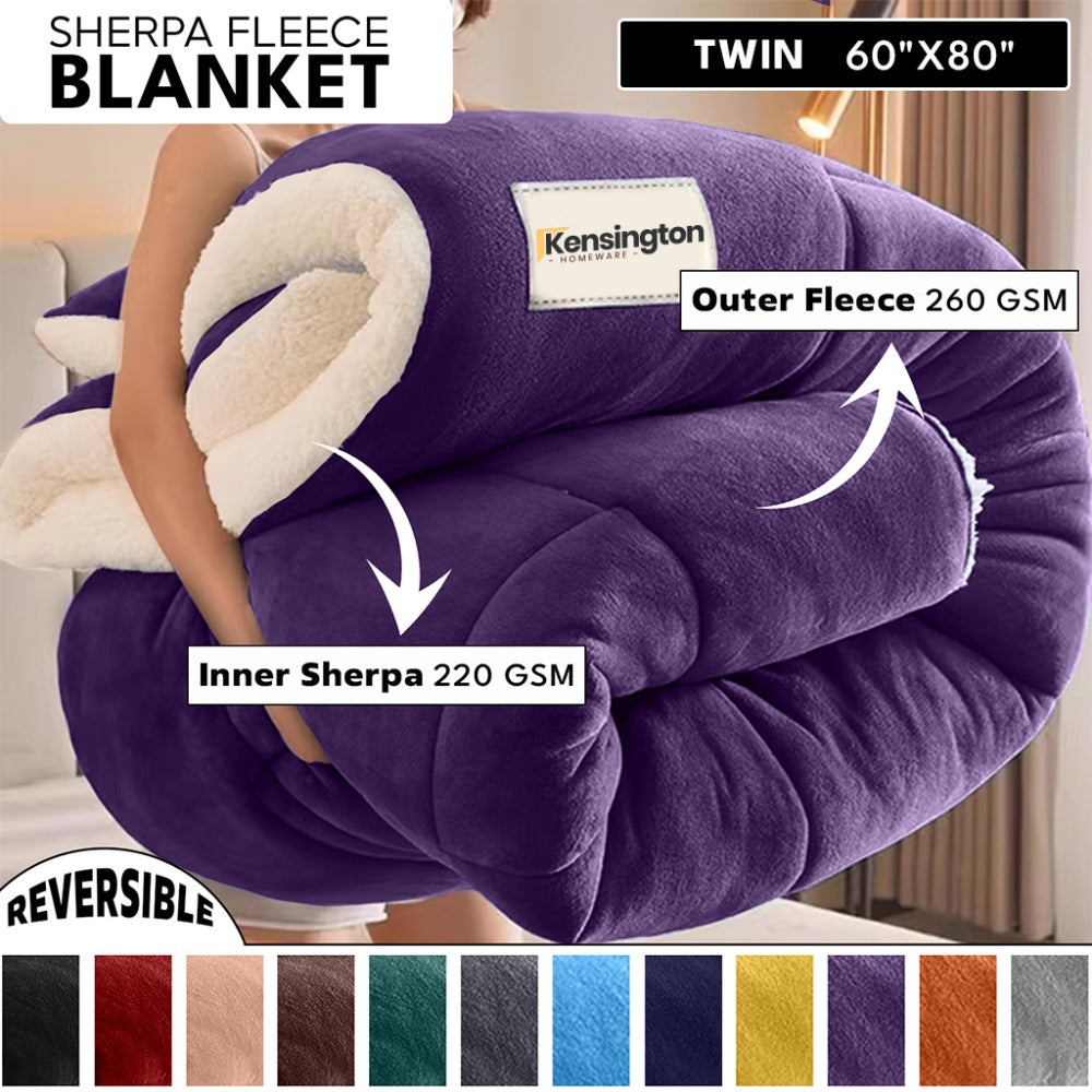 480GSM Sherpa Fleece Blanket – Double-Sided Heavy Warm Throw for Couch, Bed & Travel, Reversible All Season, 13 Colors, 3 Sizes - product image 61
