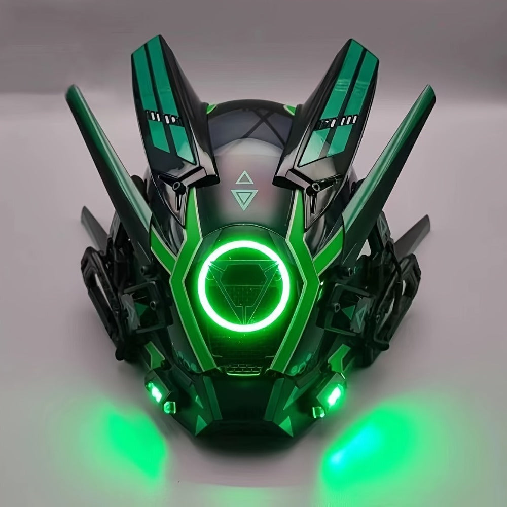 Round Light Mechanical Glow Face Mask for Music Festival, Halloween, Christmas, Cosplay & Rave Party, 5 Colors Yellow Green White Red Blue, Adult Gift – LED - product image 5
