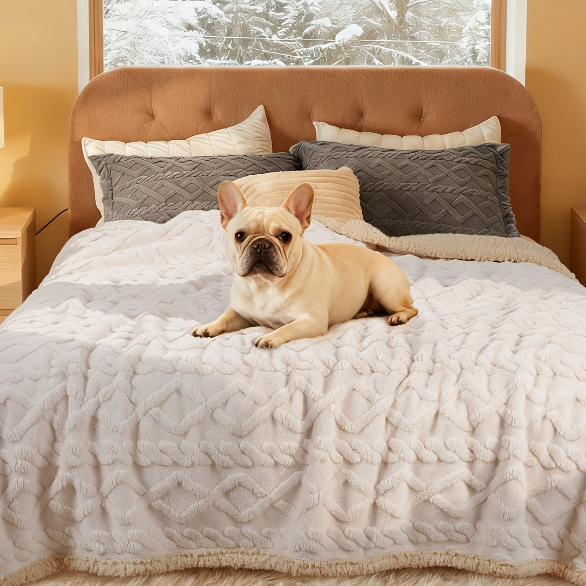 Reversible Sherpa Fleece Pet Throw Cover for Small Medium Large Dogs & Cats, 6 Sizes, 4 Colors – Liquid-Proof Dog Blanket for Sofa & Bed - product image 6