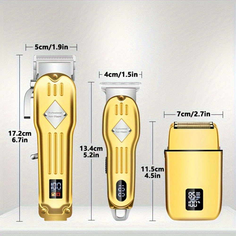 Foil Shaver Grooming Kit for Men 3-in-1 – Hair Clipper Detail Trimmer Adjustable Blades USB Rechargeable LCD Display Complete Barbershop Accessories Set Holiday Gift for Him - product image 5