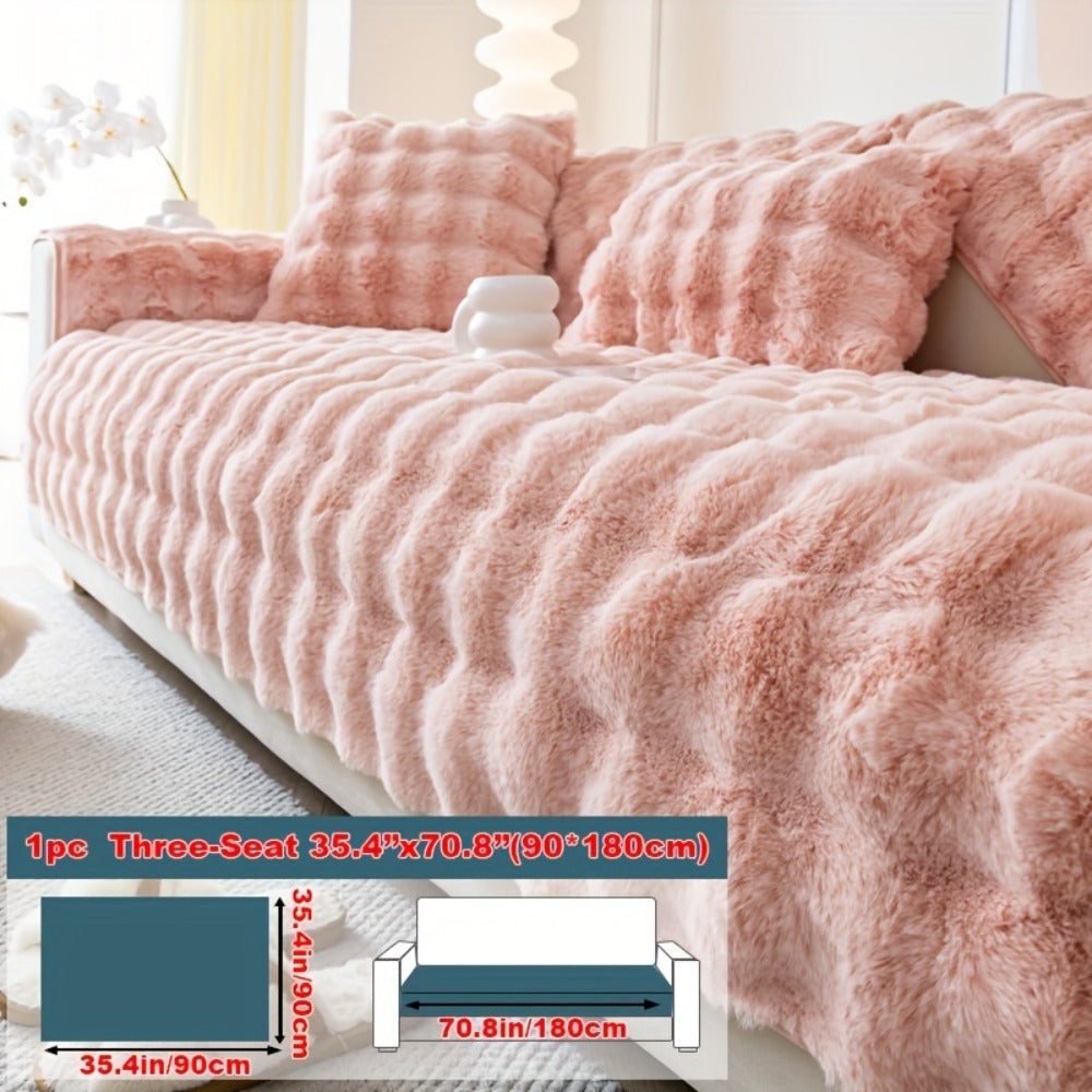 Faux Rabbit Plush Sofa Cover Winter Warm Thickened Anti-Slip Pet Friendly Cushion Protector for Living Room Bedroom Office 1 2 3 4 Seater - product image 35