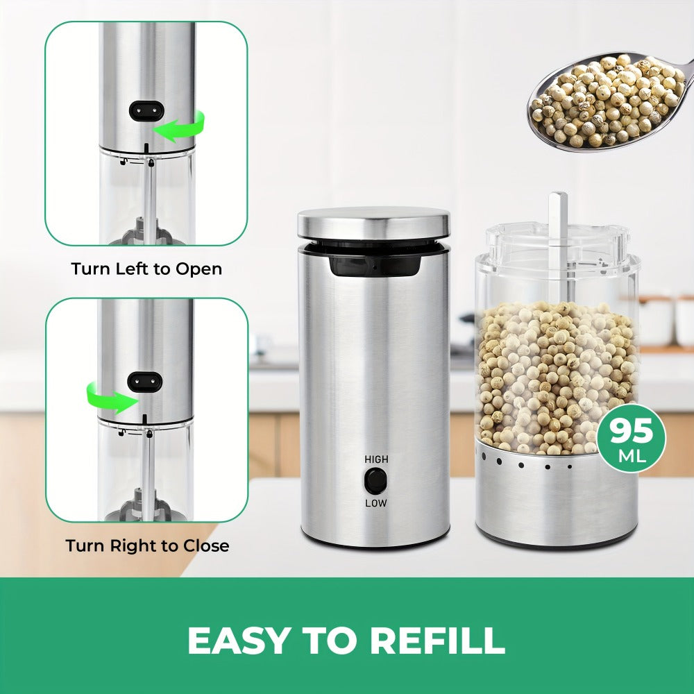 Electric Pepper Grinder Set USB-C Rechargeable with LED Light Ceramic Core Adjustable Coarseness One-Hand Automatic Salt Pepper Mill Kitchen Gift for Home Cooking Camping BBQ - product image 11