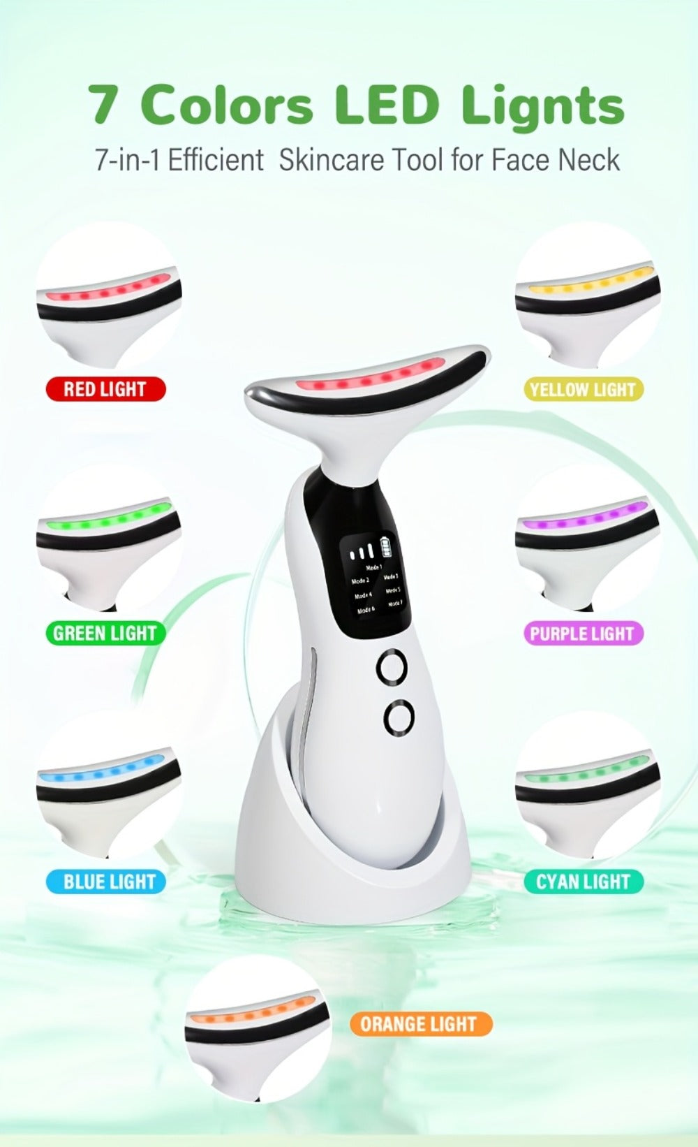 7-in-1 Neck Beauty Device with Base – Multi-Functional Skincare Tool, USB Rechargeable, Anti-Aging Neck Firming & Lifting, Mother's Day Gift for Women - product image 7